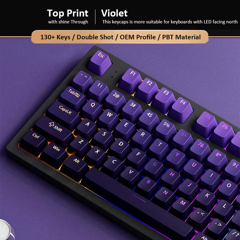 Gaming Keyboard Top - Aangepaste Gradient Violet OEM Profiel Top-lit