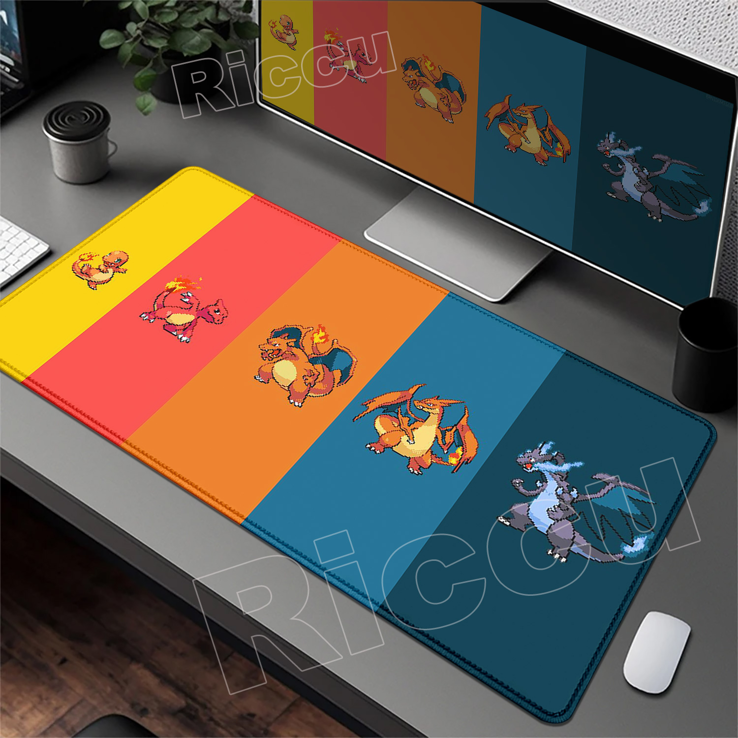Gaming Keyboard Top - HD Print P-pokemon-C-Charizard Muismat Muismat Bureaumat