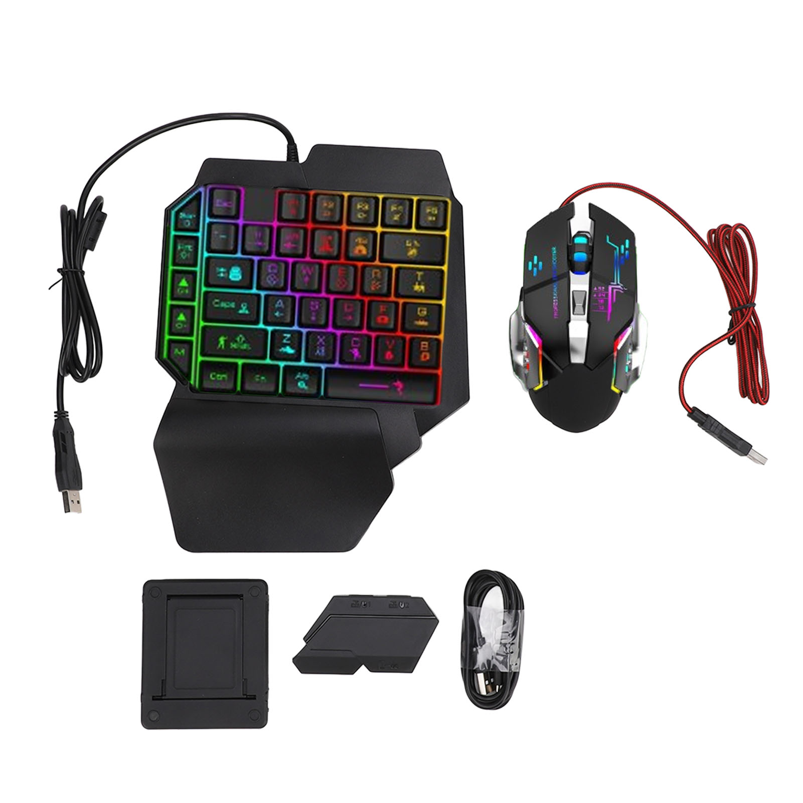 Gaming Keyboard And Mouse Combo - Toetsenbord-muis-converterset Responsieve toetsenbord-muiscombinatie met één hand