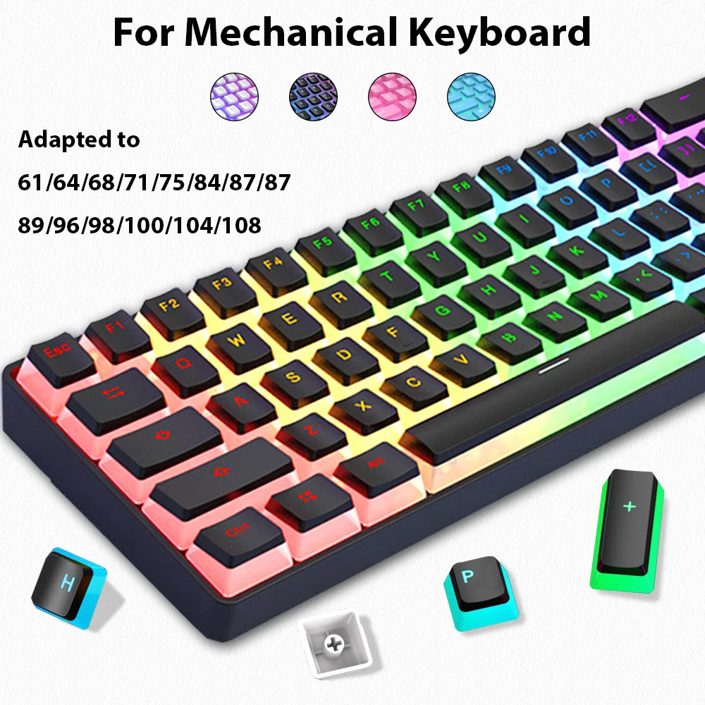 Gaming Keyboard Ergo - 129 toetsen Pudding Keycaps PBT Double